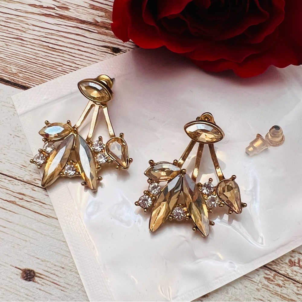 Crystal and gold statement earrings NWOT